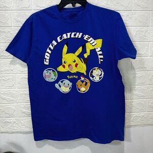 Pokemon Mens T-Shirt - Gotta Catch Em all Big Pikachu Little Circles Adult M